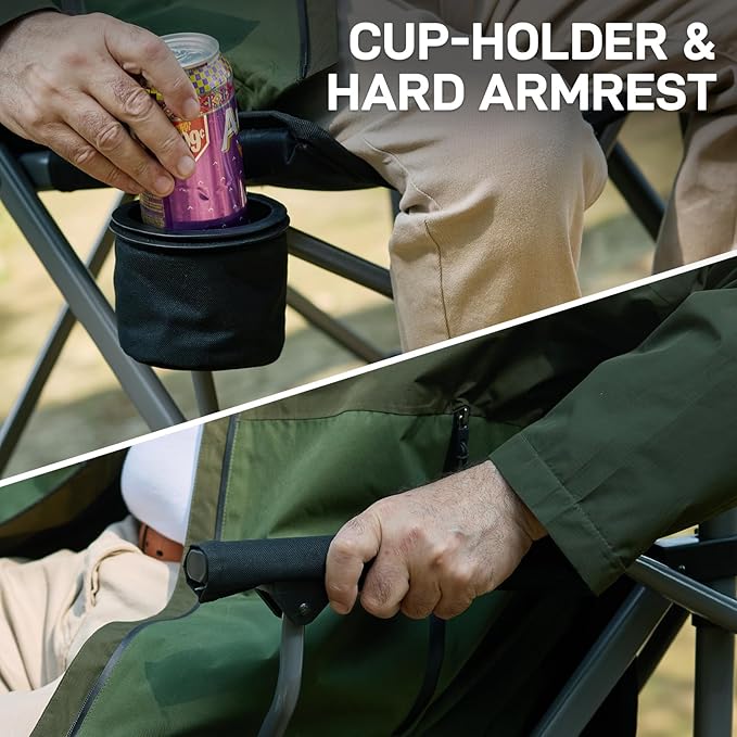 EVER ADVANCED Tall Directors Chair with Cup Holder 31", Bar Height Folding Chair for Camping, Sports with Carry Bag, Mesh Pockets and Footrest, Heavy Duty 300 lbs, Black
