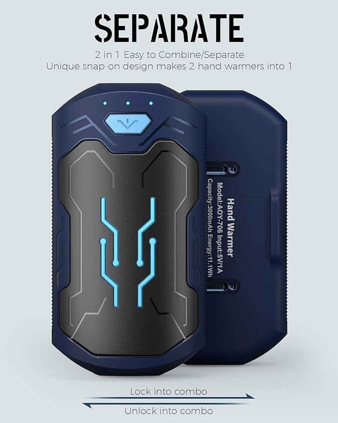 Hand Warmers Rechargeable 2 Pack, ROFWIZ 6000mAh Electric Portable Pocket Heater, are Great Warm Gifts for Women, Men, Heat Therapy, Raynauds, Outdoors, Hunting, Golf, Camping Gear