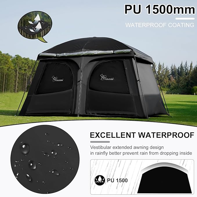 Vidalido Tents,3-4 Person Camping Tent with Extended Vestibule,Weather Resistant Family Tents with Breathable Mesh Windows,Easy Install Waterproof Outdoor Tent for Backpacking and Camping Hiking
