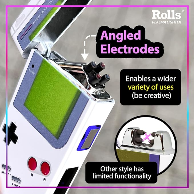 Rolls Electric Lighter - USB Rechargeable Cool Lighters - Retro Gamer Gifts for Men - Windproof Electronic Arc Lighter - Candle Lighter - Custom Unique Gadgets - by Rolls Plasma Lighter (Grey)
