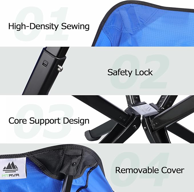 Camping Chairs for Adults, Supports 600 Lbs Lightweight Folding Camping Chair, Collapses to Size of Water Bottle Portable Camping Chair for Outdoor, Beach, Lawn, Travel, Picnics
