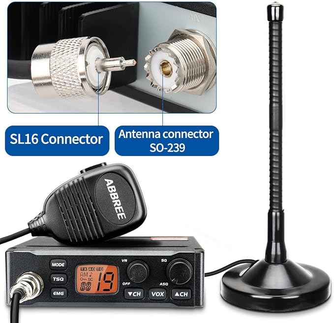 ABBREE CB Radio with Magnetic Mount Antenna for Truckers Long Range AM FM Professional CB Radios,Compact Design,Instant Emergency Channel 9/19,Full 40 Channels,Handheld Mic,LCD Display,VOX