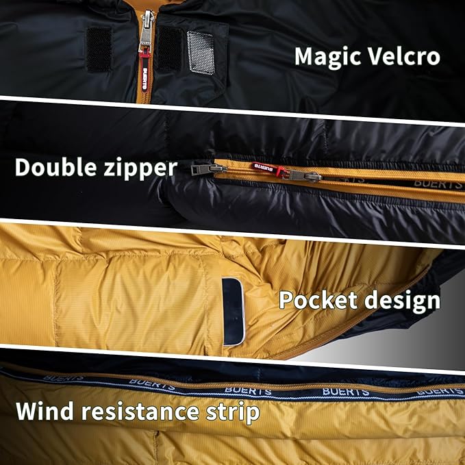 Down Sleeping Bag for Adults Cold Weather Ultralight & Compact 680FP Backpacking Sleeping Bag for Camping, Hiking, Mountaineering