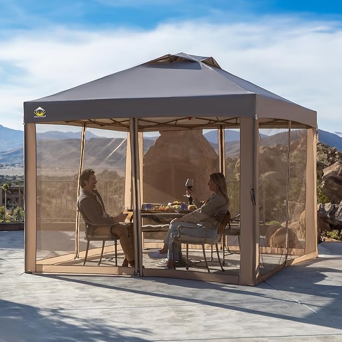 CROWN SHADES Gazebo Mosquito Net for 10 x 10 Pop Up Canopy - Patio Gazebo Mesh Sidewall with Zipper for Outdoor Tent, Garden and Backyard (4 Packs, Grey)