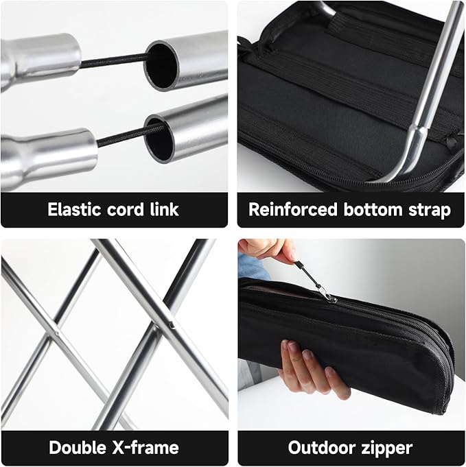 Camping Stool,Portable Foldable Stool aldult Collapsible Chairs Fishing Stool for Outdoor Hiking 300 LBS Load Black 2-Piece Set