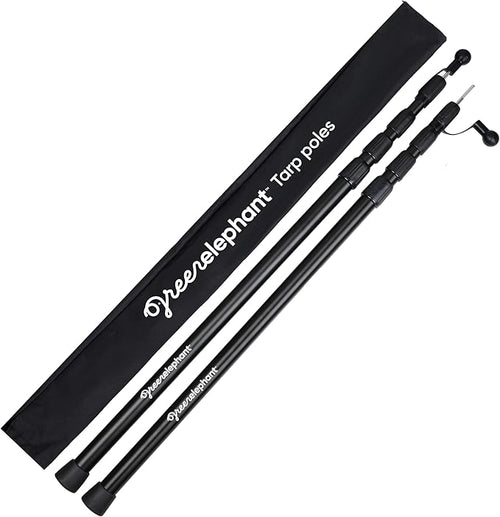 Green Elephant Camping Tarp Poles - Adjustable Aluminum Telescoping Tent Poles for Tarps, Canopy & Awning - Heavy Duty Collapsible Pole Set of 2 - Extends 8ft, Shrinks to 2ft - Caravan & Beach Shade