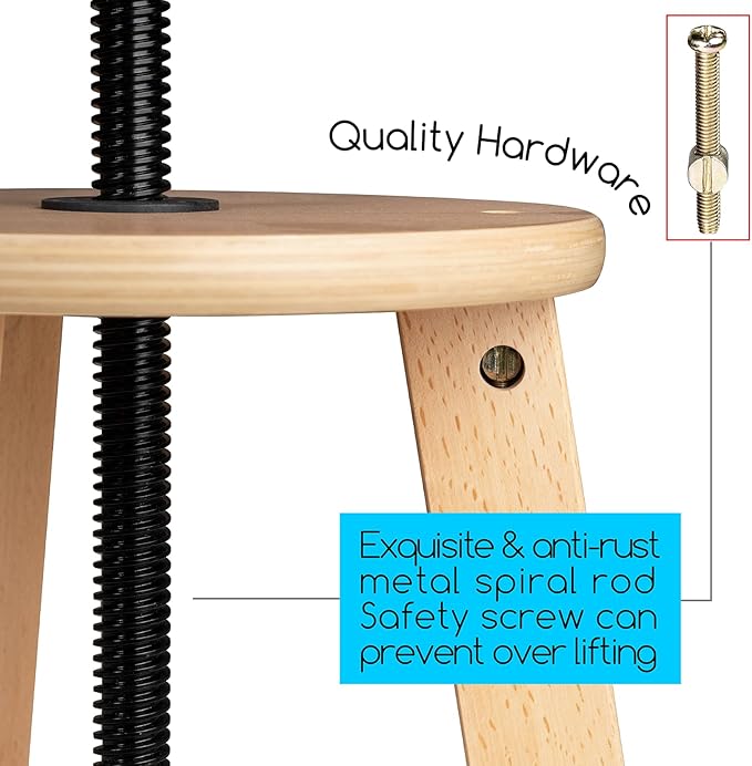 MEEDEN Wooden Drafting Stool with Adjustable Height, Artist Stool,Office Studio Stool, Up to 220 Lbs,German Beech Wood, Perfect for Artists Studio,Home Use,Kitchen,Bars