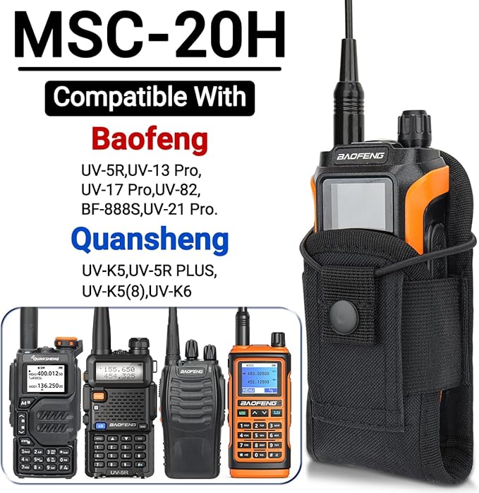 BAOFENG Tactical Pouch Walkie Talkie Bag Molle Radio Pouch Portable Radio Case Outdoor Hunting Nylon Case Holster Pouch Bag UV-5R UV-17 UV-21 Kenwood Two Way Radio(2Pack)