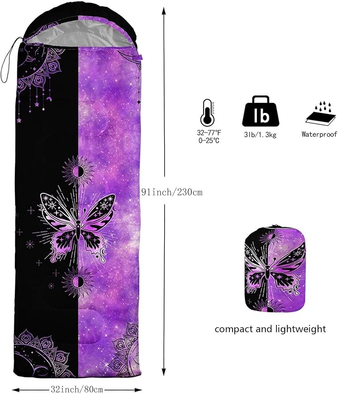 Kids Sleeping Bag for Boys Girls,Western Cowboy Print-Lightweight Warm Portable Outdoor Indoor-Waterproof Cold Weather Resistant Sleeping Bag for Camping Hiking