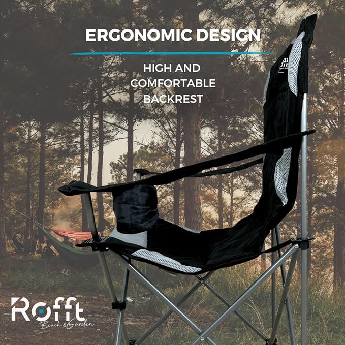 Camping Folding Chairs | Heavy Duty | Supports 250 LBS | Steel Frame | Collapsible with Cup Holder | High Back | 21" D x 36" W x 42" H
