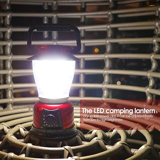 LED Lantern Variable Power Retro Battery Powered Camping Light, COB High Brightness Dimmable Camping Lamp for Hiking, Fishing, Repairing and Emergency Lighting (2)