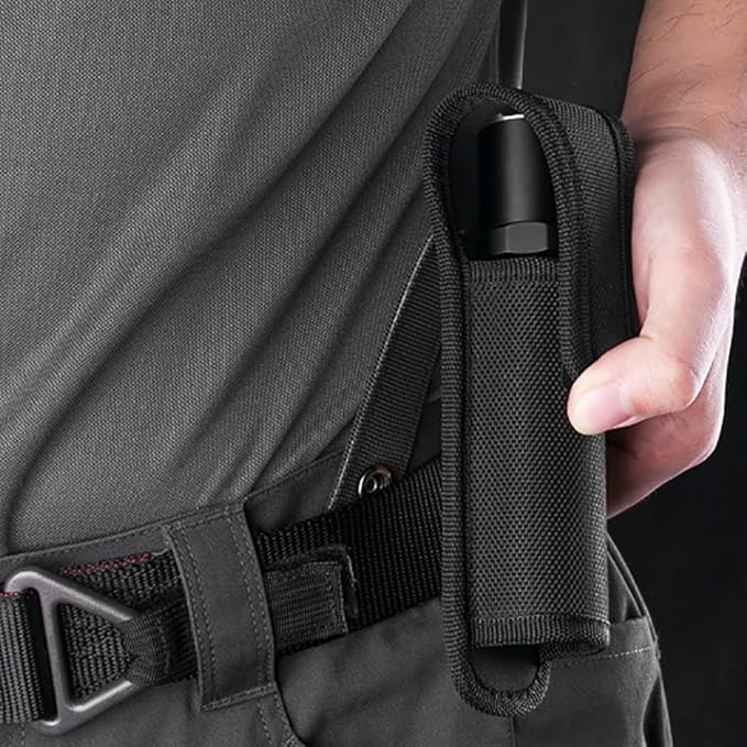Flashlight Holster, Nylon Flashlight Pouch Waterproof Torch Carry Case for Camping Hiking Emergency