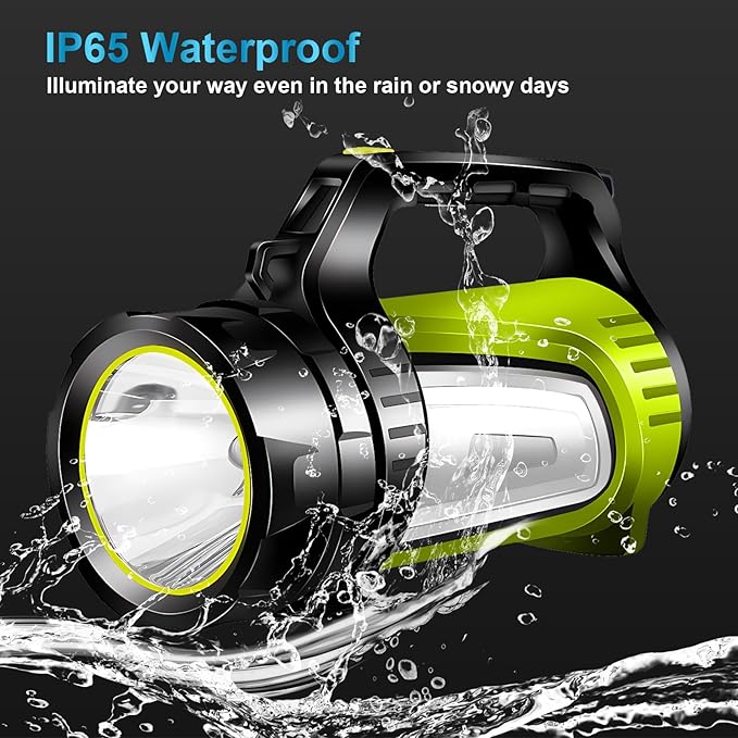 Rechargeable Spotlight,LED Handheld Spotlight with 1200LM,Power Bank, IP65 Waterproof Lantern Flashlight with Straps for During Hurricane,Emergency, Storms, Outages,Hunting, Hiking, Camping