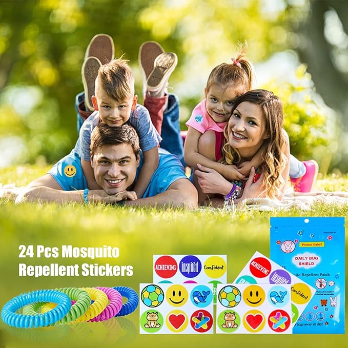 40 Pack Mosquito Repellent Bracelets, Individually Wrapped DEET-Free Insect & Bug Repellent Wrist Bands for Kids & Adults Outdoor Camping Fishing Traveling