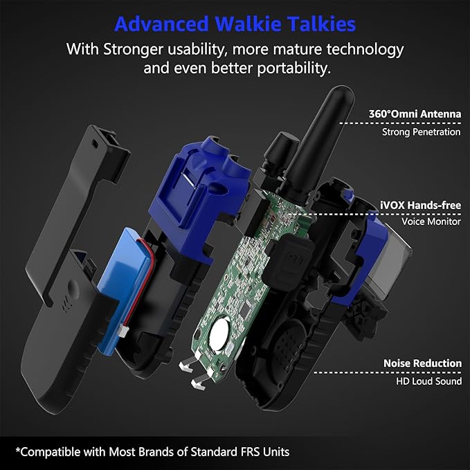 3 Walkie Talkies for Adults Long Range Walkie Talkies Rechargeable - Long Distance Walkie Talkies 3 Pack Family 2 Way Radios Walkie Talkies with Earpiece and Mic Set USB Charger Battery NOAA Alert