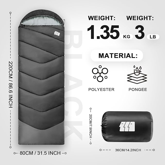 Sleeping Bags for Adults Cold Weather & Warm,Backpacking Camping Sleeping Bag for Tall Girls Boys,Lightweight,Compact,Waterproof Camping Gear for Traveling,Hiking,Hotel,Outdoor & Indoor