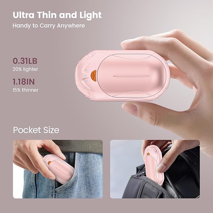 AI Hand Warmers Rechargeable 2 Pack,6000mAh Rechargeable Hand Warmer,20Hrs Long Heating Electric Hand Warmer,Portable Pocket Heater,Pocket Size Hand Warmer, Gifts for Christmas,Camping,Hunting