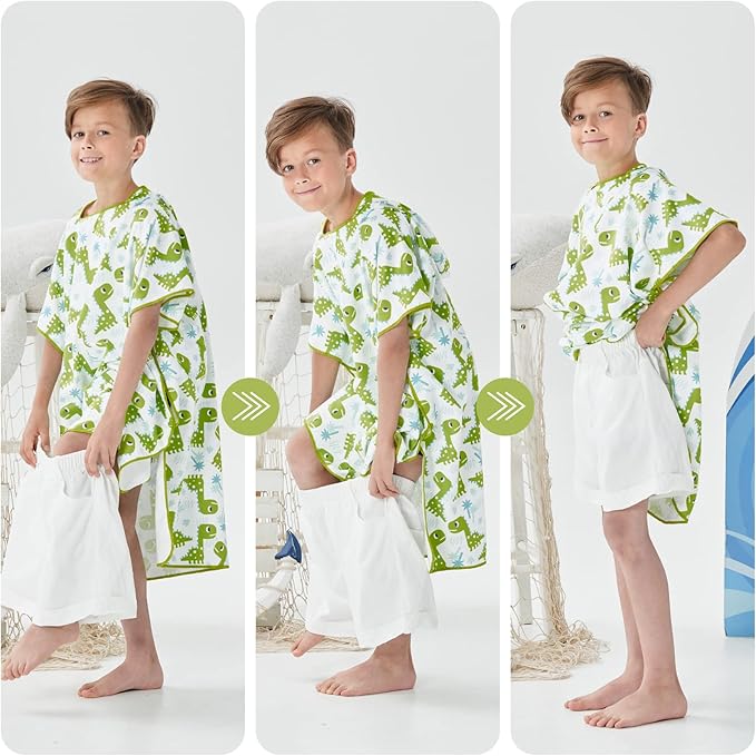 YINHANG Kids Changing Poncho Swim Robe for Girls Boys, Quick Dry Microfiber Hooded Beach Bath Towel Pool Surf Poncho for Swimming, Surfing, Travelling, Camping