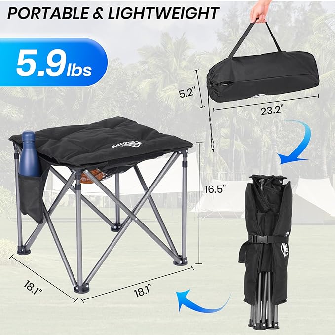 2 Pack Camping Stool with Removable Padded Oversized Camping Foot Stool Ottoman Camping Chair Foot Rest 450 lbs Heavy Duty Camp Stool Foldable Footrest