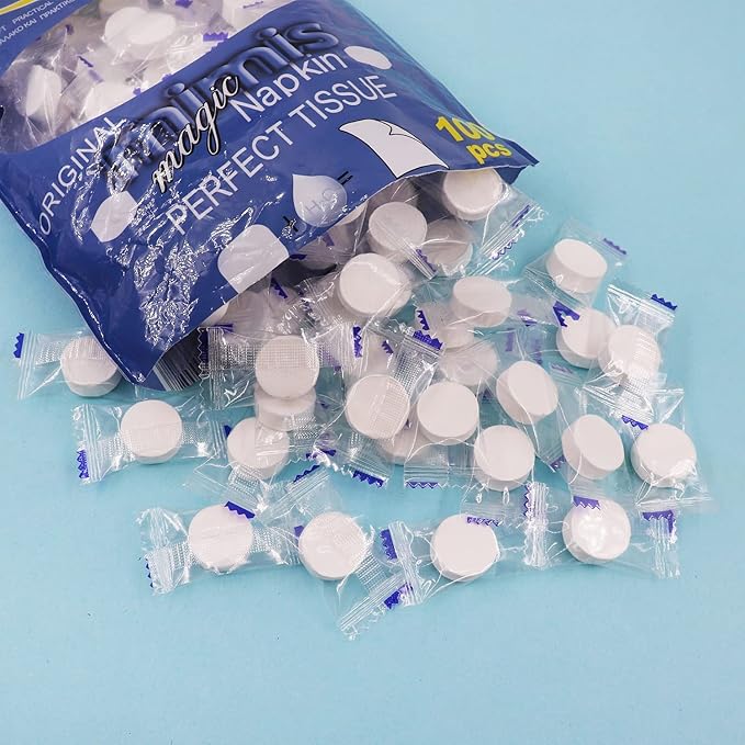 100 PCS Compressed Towels, Compressed Towels for Camping, Compressed Cotton Coin Tissue Towel, Disposable Face Compressed Towels, Camping Towels, Compressed Towel Tablet, Camping,100PCS(8.6in×9in)