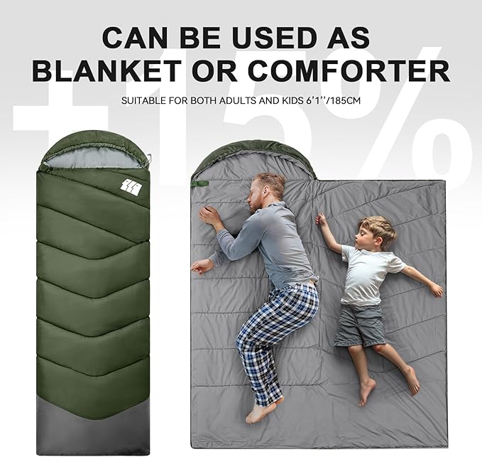 Sleeping Bags for Adults Cold Weather & Warm,Backpacking Camping Sleeping Bag for Tall Girls Boys,Lightweight,Compact,Waterproof Camping Gear for Traveling,Hiking,Hotel,Outdoor & Indoor