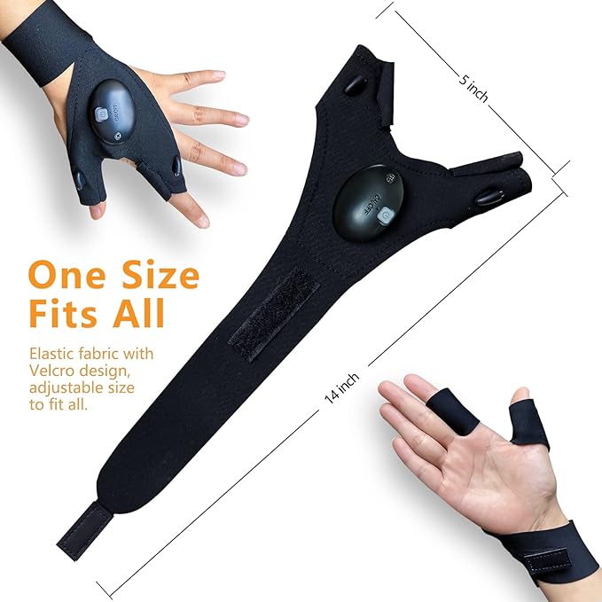 Valentine's Day Gifts for Men, Fathers Day Gift, LED Flashlight Gloves, Mens Gifts, Gadgets for Men, Birthday Gifts for Dad Husband Him, Unique Tool Camping Accessories Fishing
