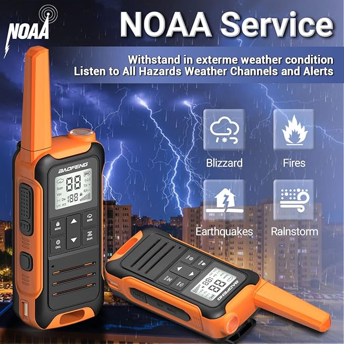 Baofeng Walkie Talkies Long Range Walkie Talkie for Adults FRS walkie-Talkie Hiking Accessories Camping Gear Toys 2 Way Radio for Kids with Flashlight,NOAA Weather Scan,VOX,22 Channel(No Battery)
