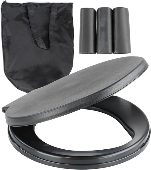 BISupply Camping Toilet Seat For 5 Gallon Bucket - Portable Toilet Seat Lid with Human Waste Bags for Outdoors - Bedside Commode Portable Bathroom Bucket Seat - Emergency Disaster Totable Toilet Lid
