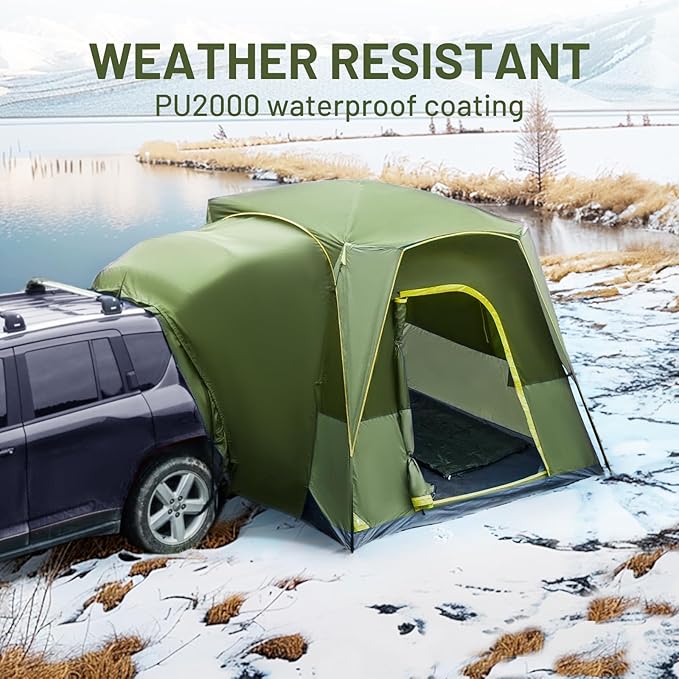 TIMBER RIDGE 5 Person SUV Tent Weather Resistant Portable for Car SUV Van Camping, Includes Rainfly and Storage Bag, 10' W X 8' L X 7.1' H