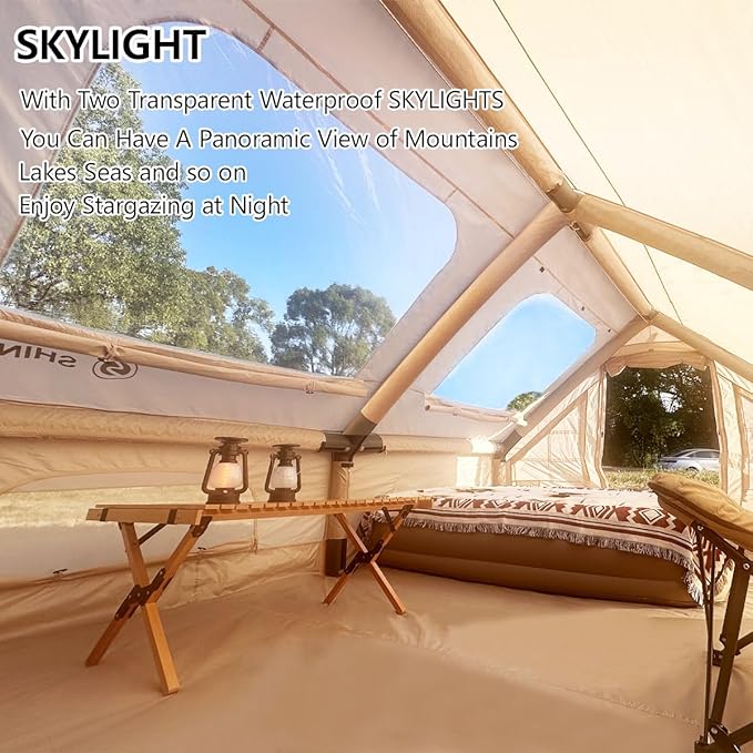 Inflatable Tent for Camping Large Blow Up Tents Glamping 4-8 Person House 4 Season Air with Pump Easy Set up Waterproof Outdoor Oxford