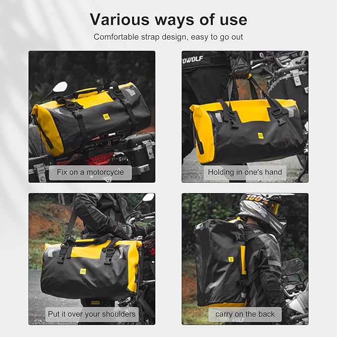 Waterproof Duffel Bag,Roll-Top Heavy Duty Dry Duffle Bag,Motorcycle Dry Bag,with Large Storage Space, Perfect for Traveling, Camping, Kayaking, Fishing & Canoeing (Carbon fiber black, 66L)