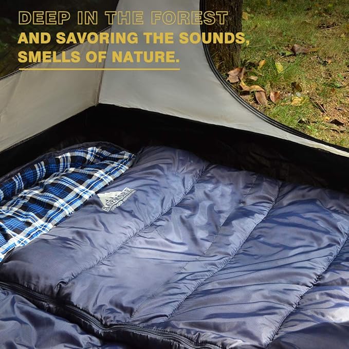 AGEMORE Cotton Flannel Sleeping Bag for Adults, Lightweight XXL Cotton Sleeping Bag for Camping Backpacking or Hiking, Water Resistant 3-4 Season Sleeping bag for Warm & Cool Weather