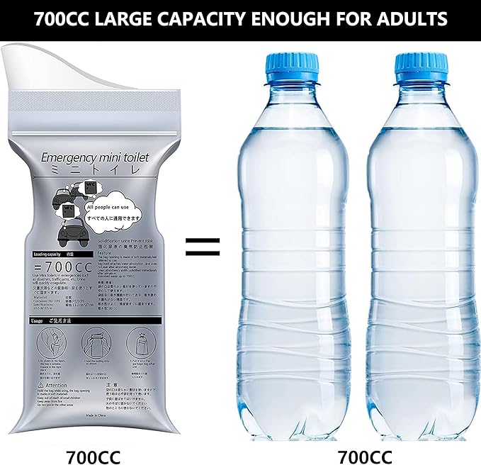 VAKS 8 Pack Disposable Urinal Bag, 700ML Emergency Urine Bag, Unisex Urinal Pee Bags, Female Urinal Vomit Bag for Travel Traffic Jam, Camping, Hiking, Kids Patient
