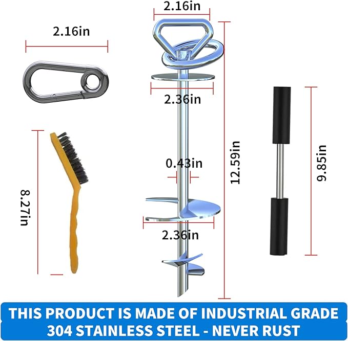 2Pack Dog Tie Out Stake-Heavy Duty 304 Stainless Steel Dog Anchor,360°Swivel Yard Stake for Dogs,Use Any for to 200 LBS Dogs-Dog Stakes for Outside Camping,Suitable for Any Dog Leash and Cable