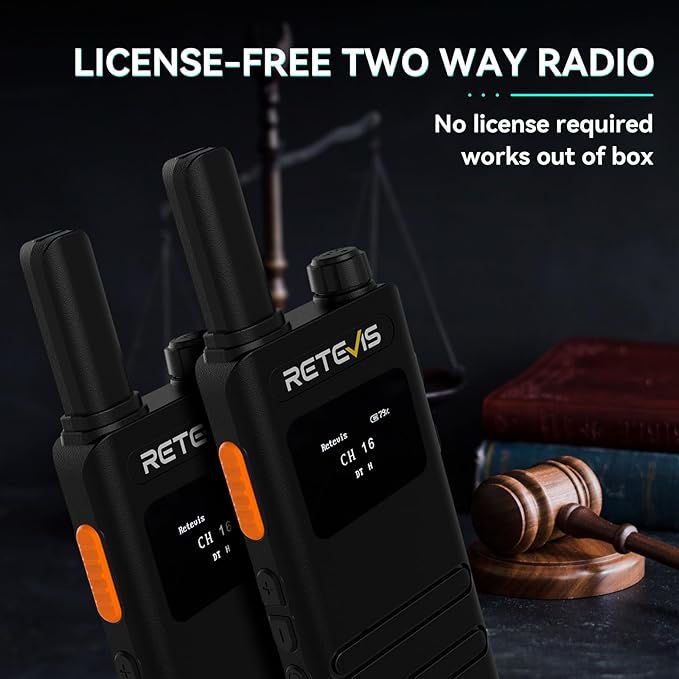 Retevis B3S Walkie Talkies,Portable Two-Way Radios with LCD Screen,Emergency Alarm,1620mAh Battery, Handsfree Walkie Talkie for Family Outdoor Trip (2 Pack)