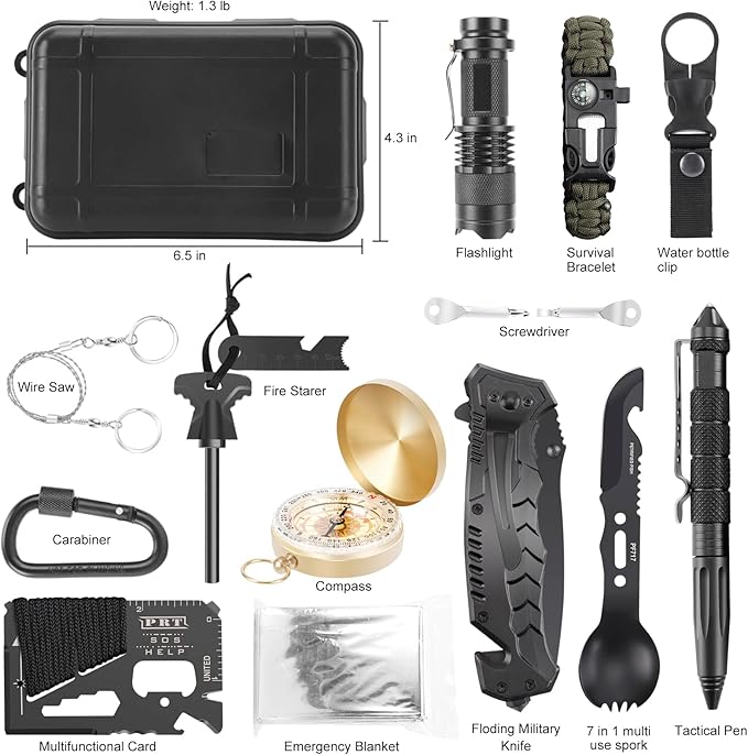 Gifts for Him Men Dad Christmas, Survival Kits, Emergency Survival Gear and Equipment, Cool Gadgets for Men Camping Fishing Hunting Outdoor
