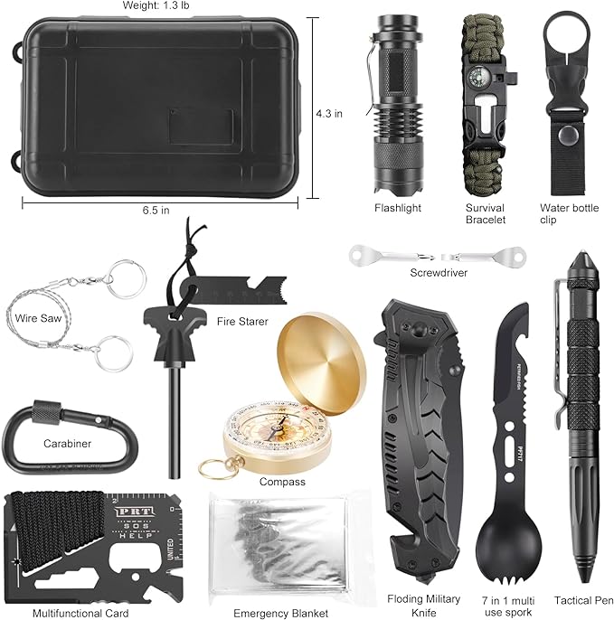 Gifts for Him Men Dad Christmas, Survival Kits, Emergency Survival Gear and Equipment, Cool Gadgets for Men Camping Fishing Hunting Outdoor
