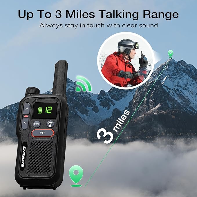 BAOFENG GT-18 Walkie Talkies for Kids Adult, License Free Long Range Rechargeable FRS Two Way Radio,1500mAh Battery, 22 Channels with Scan, Flashlight, for Camping Hiking Family, 3 Pack