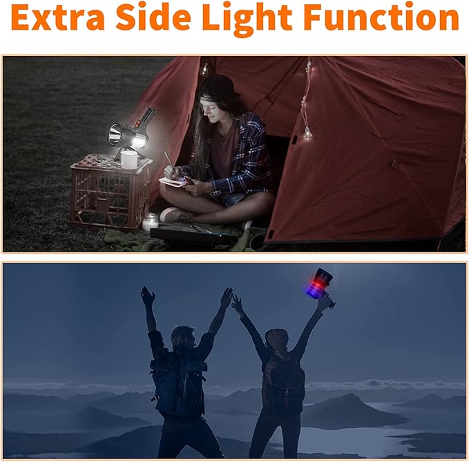 Super Bright Rechargeable Spotlight,Handheld Rechargeable LED Flashlight Ultra-Long Standby Lightweight Tactical Searchlight with USB Output Aluminium Alloy Golden Camping Light (White Light)