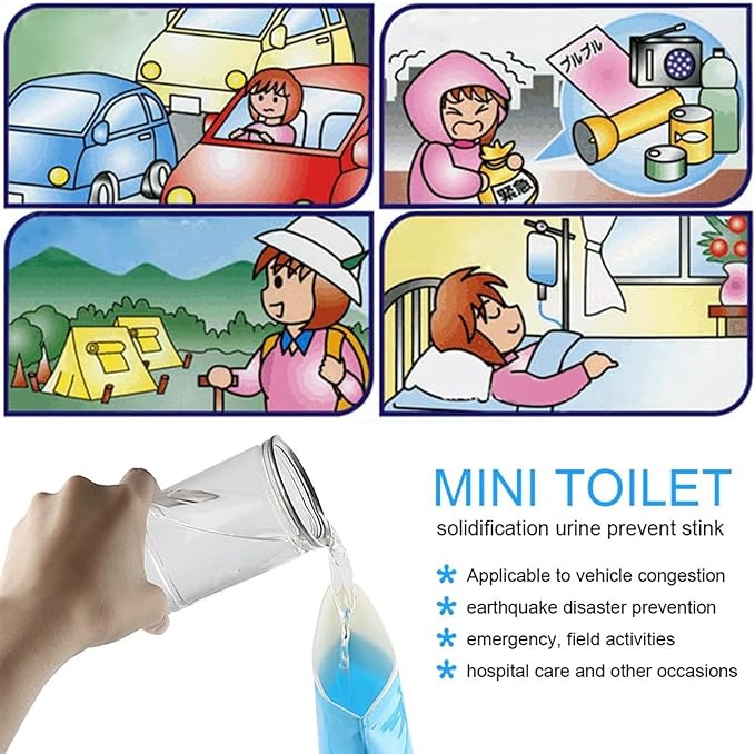 Disposable Urine Bags Camping Pee Bags for Travel Urinal Toilet Super Absorbent Traffic Jam Emergency Portable Urine Bag Pee Bags Car Toilet for Men Women Children Brief Relief, 10 Pieces