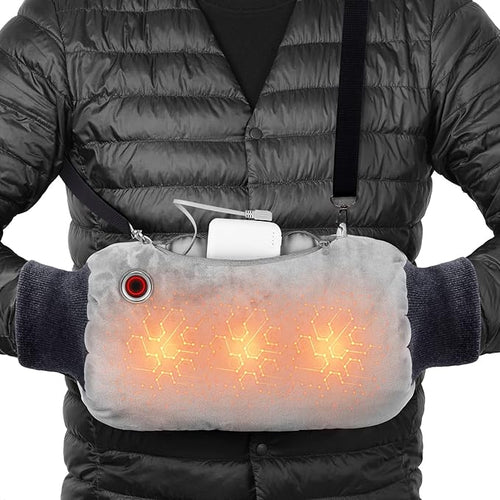 Hand warmers Rechargeable, Portable Graphene Heated Gloves Handwarmers Bag with 10000MAH Power Bank,2 Heating Area&3 Heat Modes, Fast Electric Heating Pouch for Women,Kids, Hunting,Camping&Xmas Gifts
