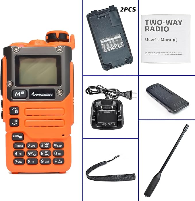 TWAYRDIO Quansheng UV-K6 UV-K5(8) 5W Portable Radio, AM/FM Airband Receiving Walkie Talkie, NOAA Emergency Weather Receiver, Dual Band VHF UHF Two Way Radio with 1 Extra Battery