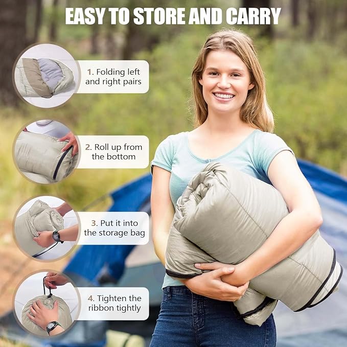 OBTANIM Sleeping Bags Portable Waterproof Camping Sleeping Bag for Adults Kids 4 Seasons Cold Weather or Warm Backpacking Hiking Mountaineering Indoor Outdoor Use