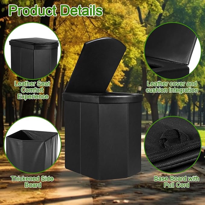 Portable Toilet for Adults, 16.5" XL Portable Toilet for Camping, Camping Toilet with Lid,Camp Toilet with Handbag,Portable Potty For Indoor, Outdoor, And Emergency Use