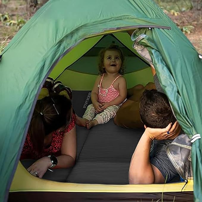 INVOKER Camping Sleeping Pad 2.75” Memory Foam Fast Self Inflating Insulated Durable Camping Mat Air Mattress with Pillow,for Tent, Traveling, Car, Camping, Grey