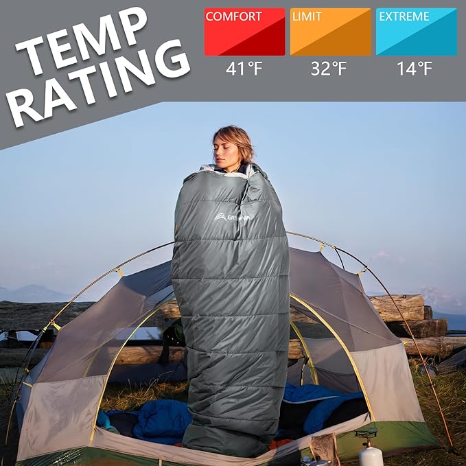 BISINNA Mummy Sleeping Bag for Adults 14-41℉ Cold Weather Camping Sleeping Bags with Compression Sack for Backpacking Hiking Traveling