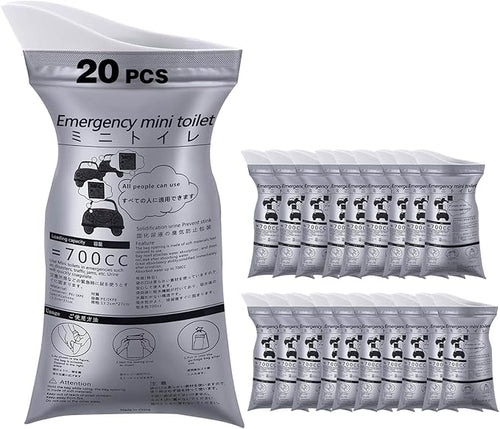 Portable Mobile Toilet 20 Packs of 700 ml Disposable Urine Bags, Home Travel, Outdoor Camping Traffic jam Portable Urine Bag Motion Sickness Vomit Storage Bag Men and Women Universal Pee Bag