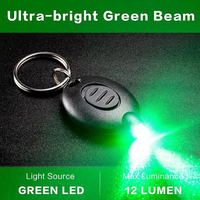 8 Pack Ultra Bright Green Light Keychain Flashlight, Mini Green LED Keychain Flashlight, Green Keychain Flashlight for Night Observation