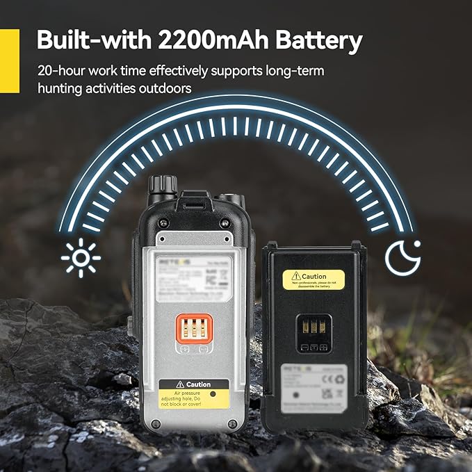 Retevis EZTalk 2 GMRS Two way Radio, IP67 Waterproof Walkie Talkies, 2200mAh Battery, Hunting Radios with 7 Hunting Calls, NOAA, USB C, Long Range Walkie talkies for Hunting Camping (1 Pack)