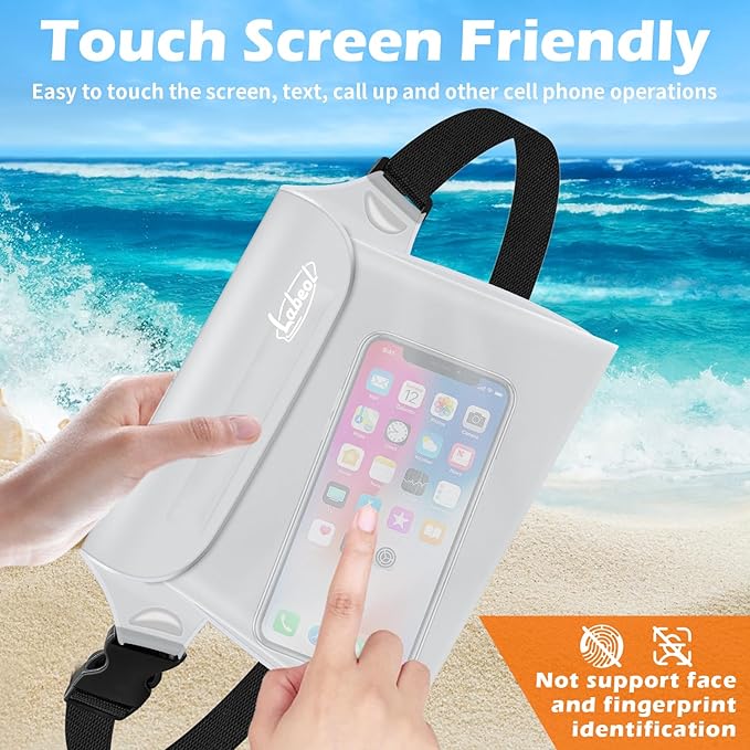 Labeol Waterproof Phone Pouch, 3 Pack With Waist Strap, Fanny Pack to Keep Valuables Dry, Beach Accessories for Swimming Kayaking Boating Fishing